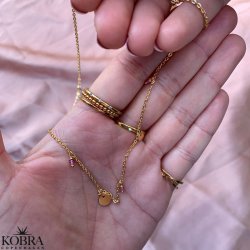 "Katy" 14 karat forgyldt halskde med pink turmaliner og guldplader