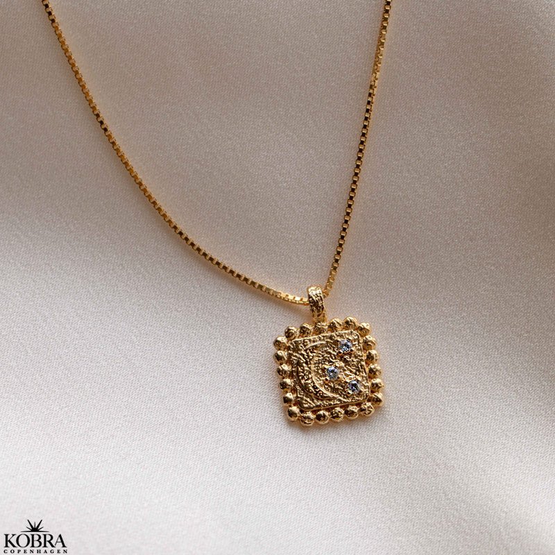 "Moondust" 18 carat goldplated necklace with moon and stars