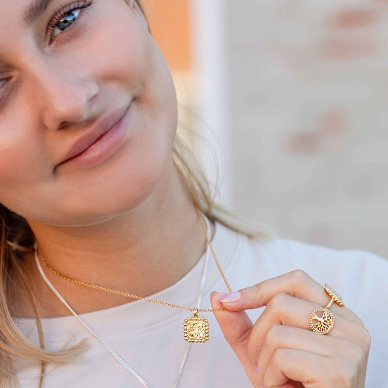 "Tree Of Life" 18 karat forgyldt ring med Livets Trę