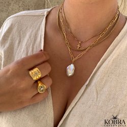 "Kansas" 18 carat gold plated necklace with freshwater pearl