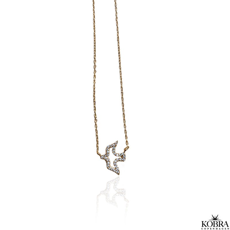 "Falcon" guld halskde med lille Svale