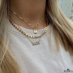 "MOR" guld halskde med sten