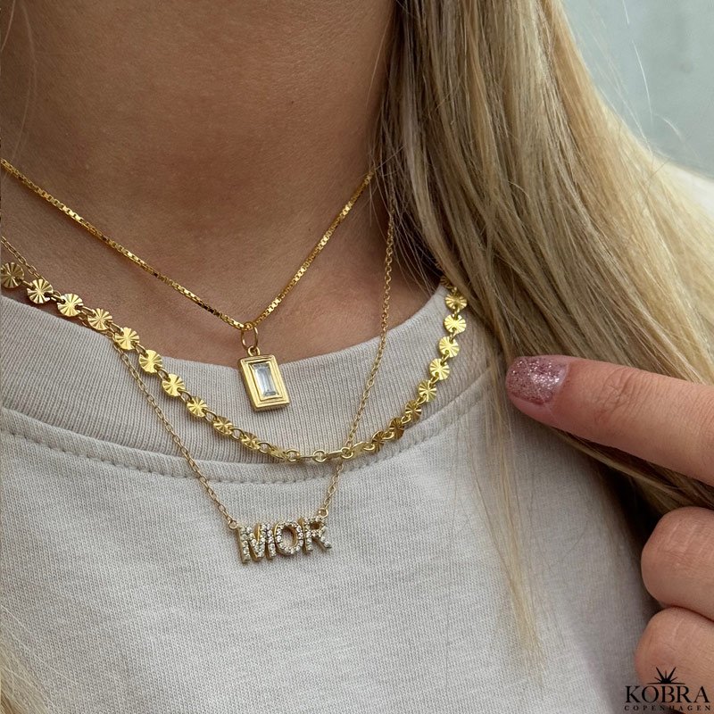 "Roxy" square gold necklace with stones