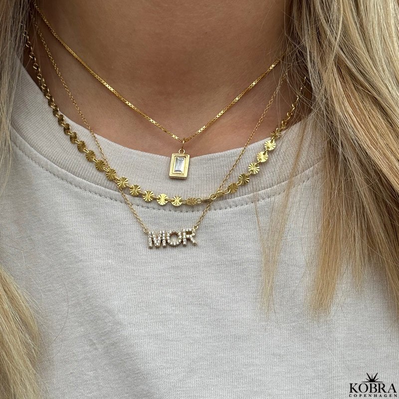 "Roxy" square gold necklace with stones