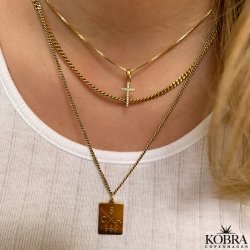 "Lucia" gold cross necklace with stones