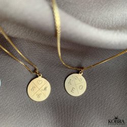 ID tag in 18 carat gold plated with "cross" and your personal engraving