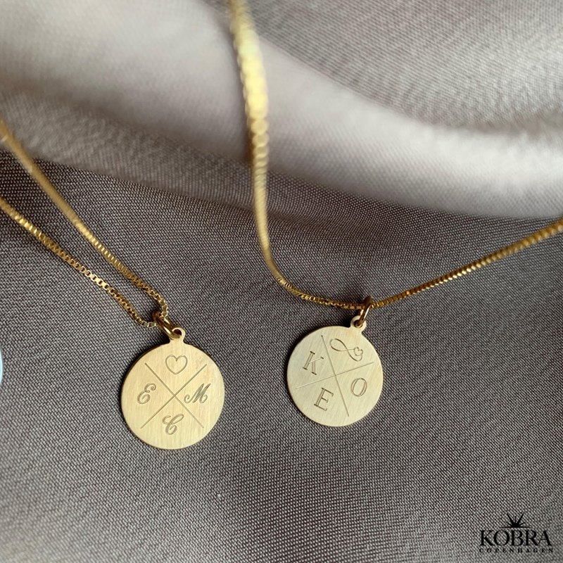 ID tag in 18 carat gold plated with "cross" and your personal engraving