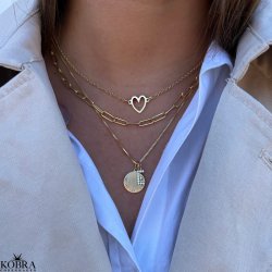 "LOVE" simple gold necklace with gold heart