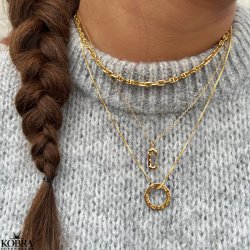 Love Wheel, guld halskde med rundt vedhng, inklusiv din gravering