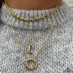 Love Wheel, guld halskde med rundt vedhng, inklusiv din gravering