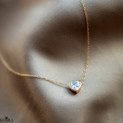 "Junie" gold heart necklace with heart zirconia stones