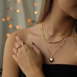 "Liva" 18 karat forgyldt smuk hjerte halskęde inklusiv gravering
