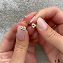 "Angel" sm guldhjerter med hvide sten