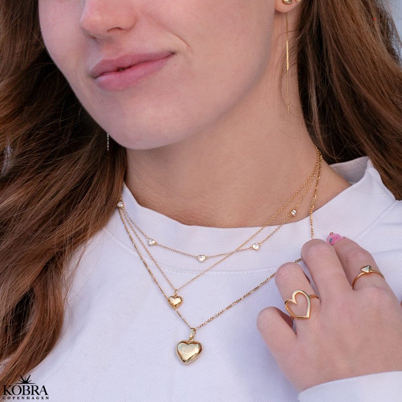 "Love" stor hjerte ring i guld