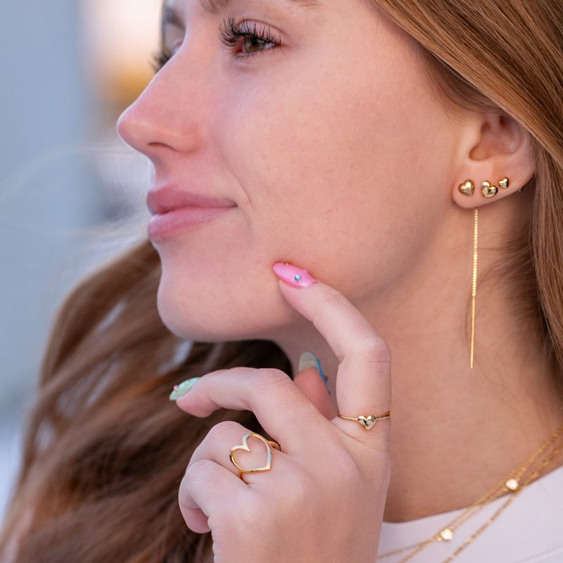 "Love" stor hjerte ring i guld