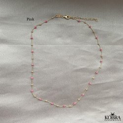 "Alba" ball necklace with colored enamel balls in gilt