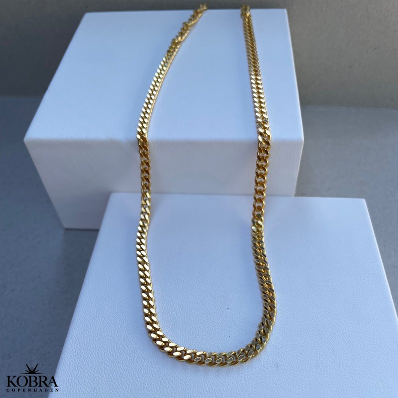 "Clinton" 4 mm guld panzer halskde til mnd