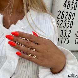 "Little heart" 18 karat forgyldte hjerte reringe med hvide sten