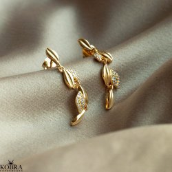 "Milana" guld reringe med blade og sten