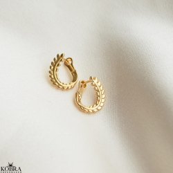 "Freja" drbeformet guld reringe med blade