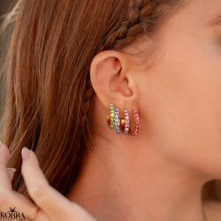 "Lemon" gold hoops with colored stones
