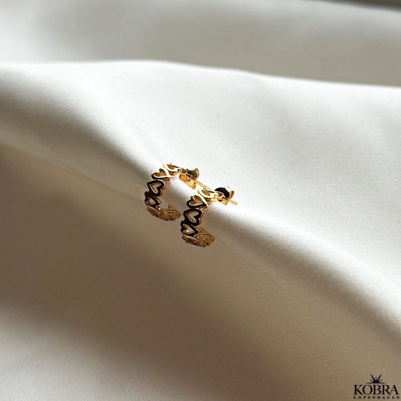 "Love" gold earrings / creoles with gold hearts