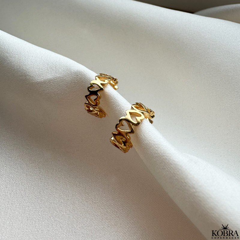 "Love" gold earrings / creoles with gold hearts