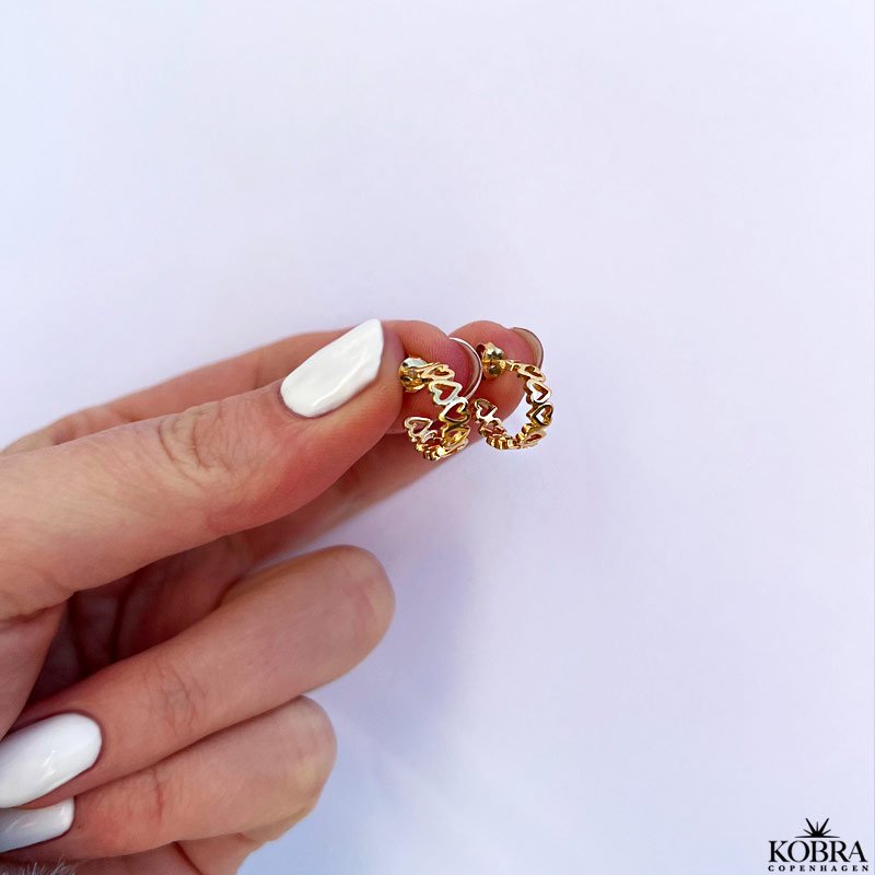 "Love" gold earrings / creoles with gold hearts