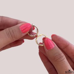 "Beady" guld øreringe / hoops med perler