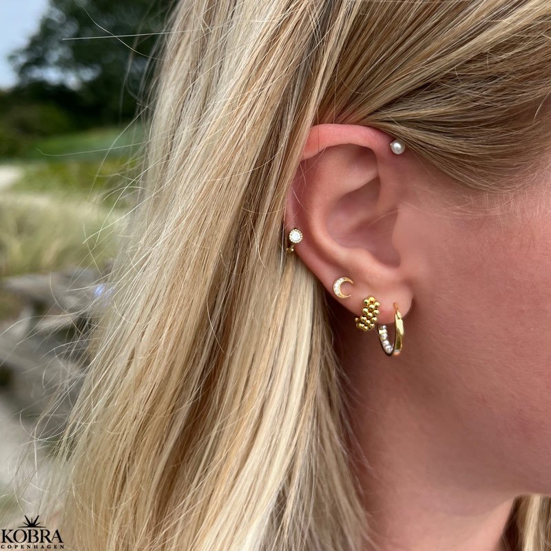 "Isabella" kuglereringe i 14 karat forgyldt