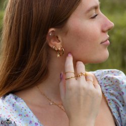 "Night Sky" guld reringe med stjerne og mne samt zirkonia sten