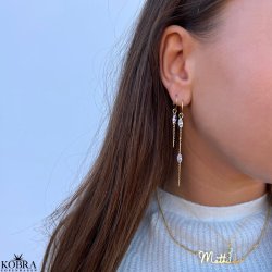  "Kimberly" gold earrings with chain and stones