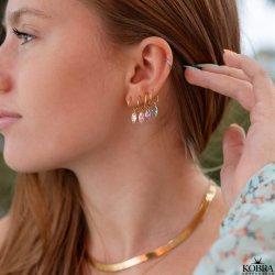 "Lyra" sm guld hoops med bl glassten