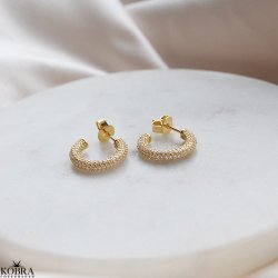 Sparkling - guld reringe med hvide sten