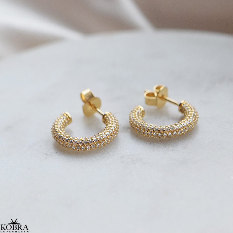 Sparkling - guld reringe med hvide sten