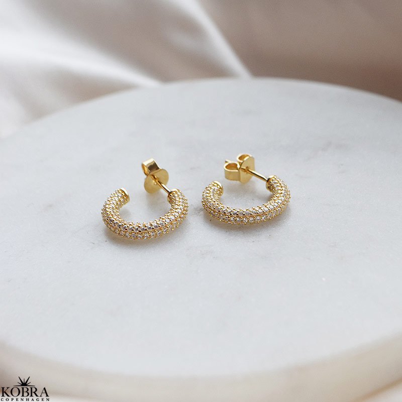 Sparkling - guld reringe med hvide sten