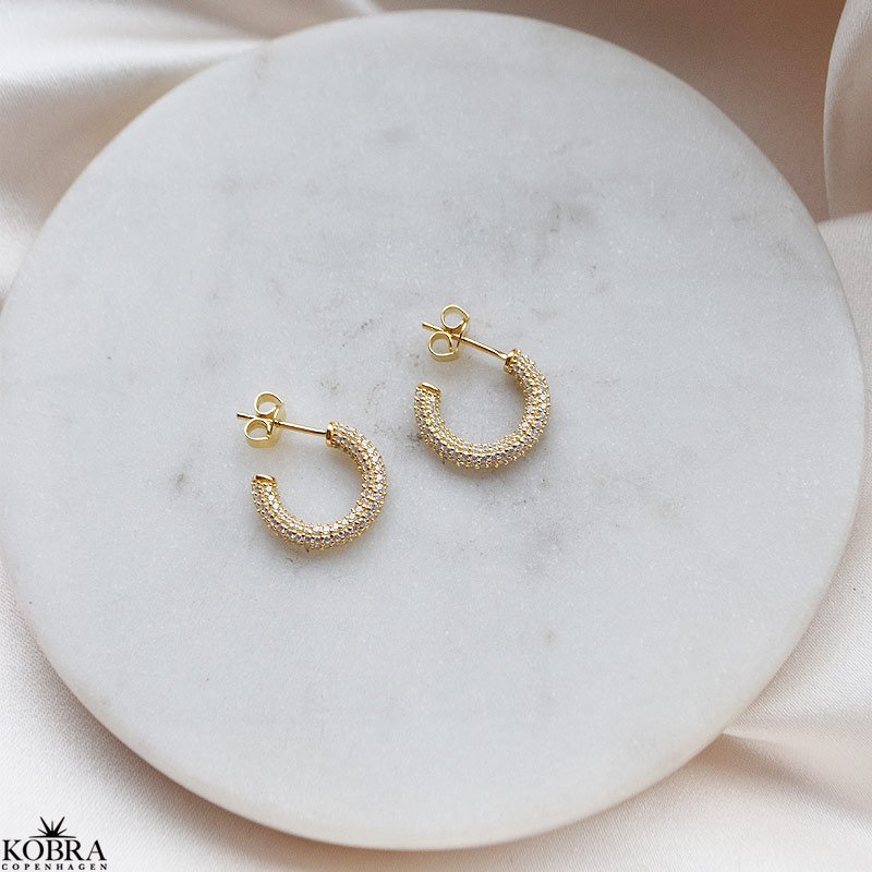 Sparkling - guld reringe med hvide sten