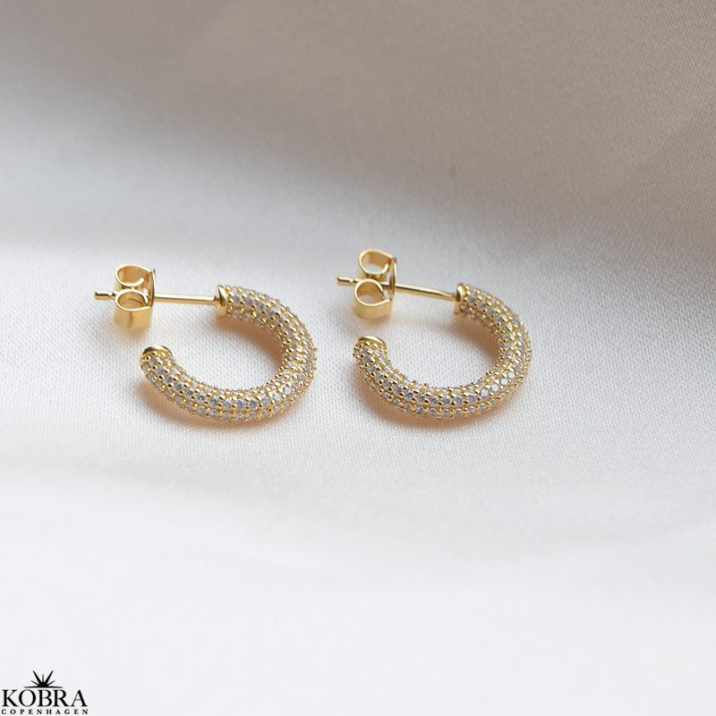 Sparkling - guld reringe med hvide sten