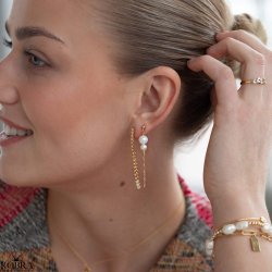 "Carlene" guld perle reringe med guld kde