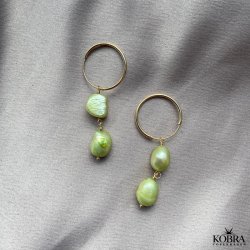 "Sugar" forgyldte reringe med grnne ferskvandsperler