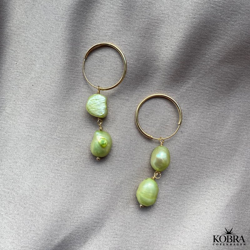 "Sugar" forgyldte reringe med grnne ferskvandsperler