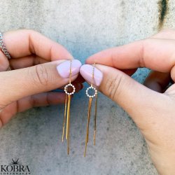 "Florida" 18 karat forgyldte reringe med lille cirkel og hvide sten