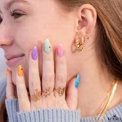 "Isla" 18 karat forgyldte reringe med hvide sten