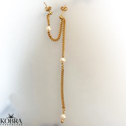 "Monroe"  gold pearl earrings for 2 holes in the ear