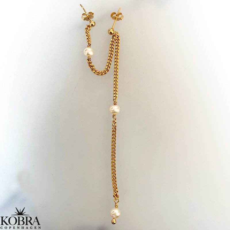 "Monroe"  gold pearl earrings for 2 holes in the ear