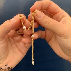 "Monroe"  gold pearl earrings for 2 holes in the ear