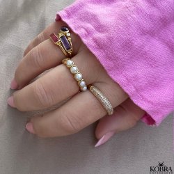 "Melody" 18 carat gold-plated ring with Amethyst