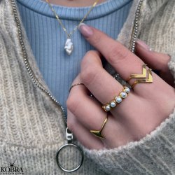 "Cookie" 18 karat forgyldt ring med gte ferskvandsperler