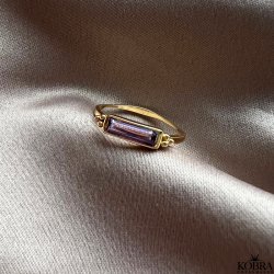 "Vienna" 18 carat gold-plated ring with purple Amethyst