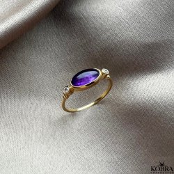 "Melody" 18 carat gold-plated ring with Amethyst
